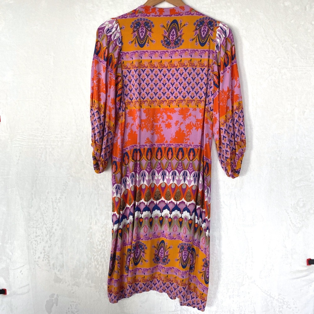 Brooke Webb for Anna & Ava One Size Kimono Robe Duster Boho Floral Orange Purple - Picture 2 of 7